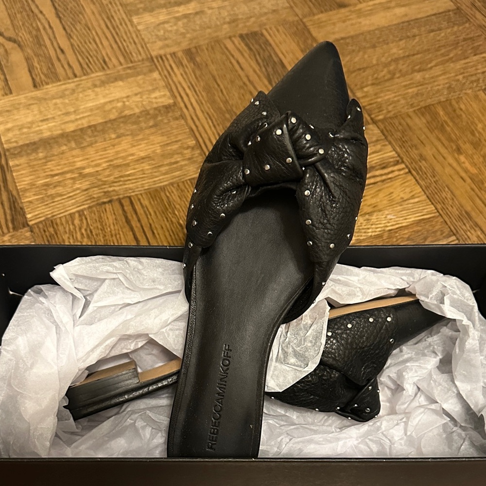 Rebecca Minkoff Black Bow Studded Mules